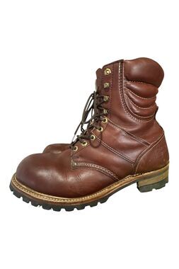 VTG Carolina Leather Steel Toe Logger Work Boots Mens 12 Brown Lace Up Made USA